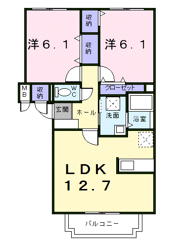 アバンフォンテーヌＢ302間取図