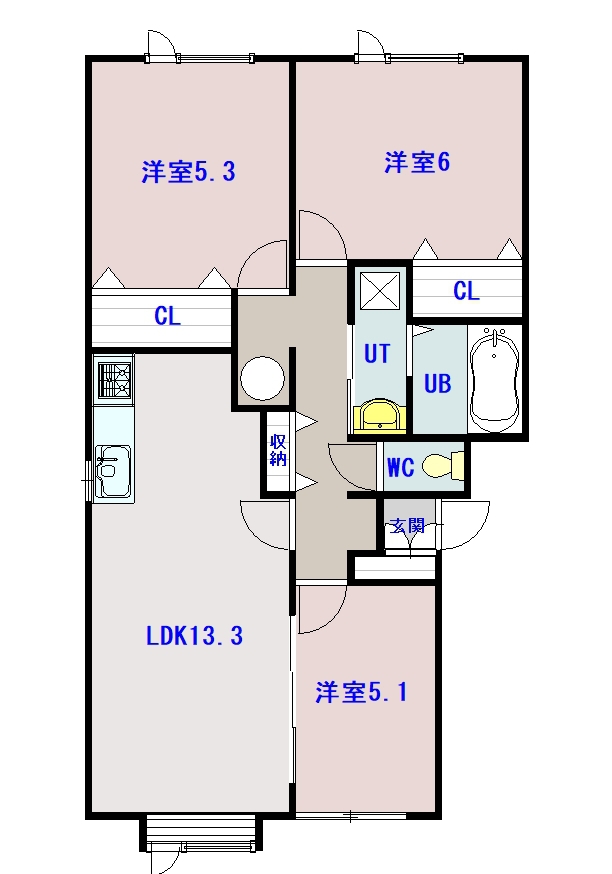 南陽館Ⅱ201間取図