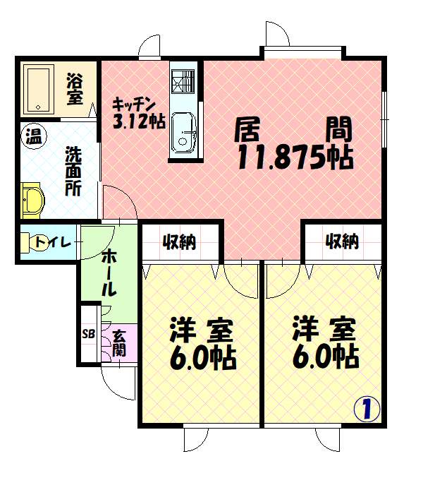 ハピネスシャトー101間取図