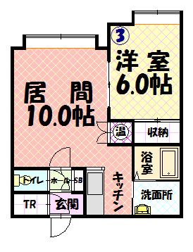 シャンフＢ２０３間取図
