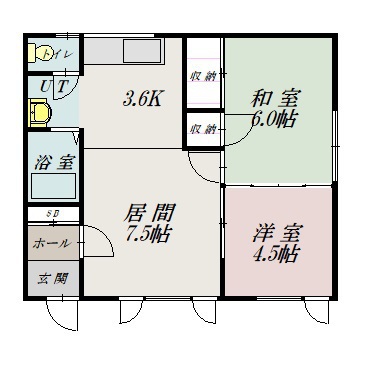 コーポかんばらⅠ2F-3間取図