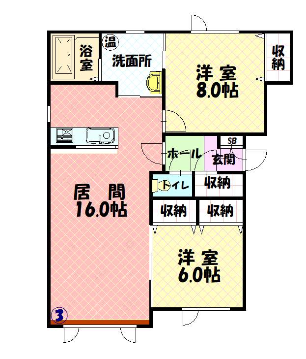 友夢Ⅱ203間取図