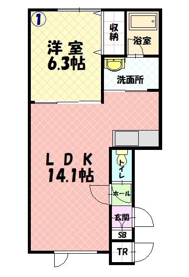 ハピネス聖園B201間取図