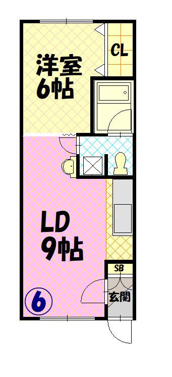 スカイハイツ大町２－２106間取図