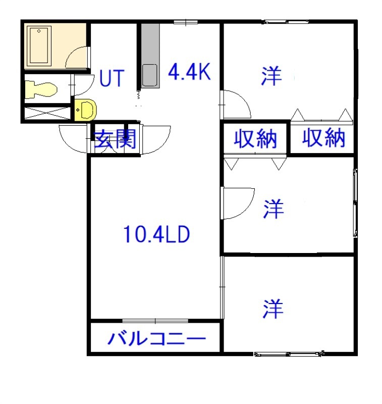 バンビーノ春光3B間取図