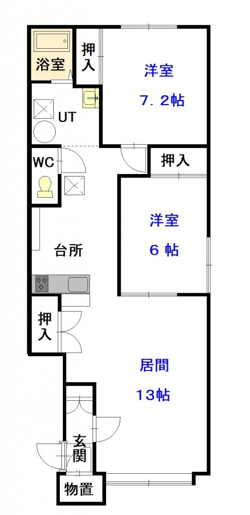 リバーサイドⅡ205間取図
