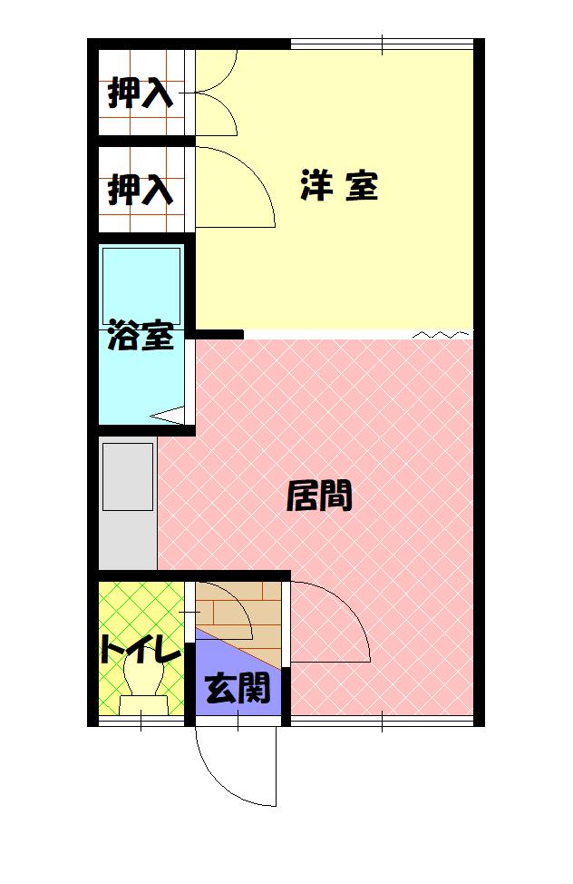 旭町１１３ハイツＡ202間取図