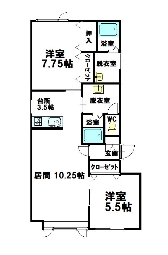 ハイツななかまど201間取図