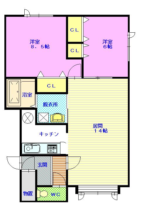 メゾン・プラタナス　Ａ棟２０２間取図