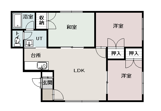 ９条西クラブハウス201間取図