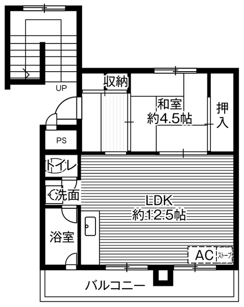 ビレッジハウス留萌1号棟0105間取図