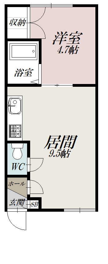 シャルム赤塚　川端202間取図