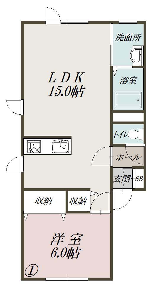 ひまわり　Ａ棟101間取図