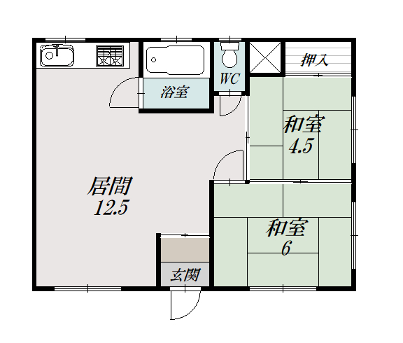 新屋マンション3間取図