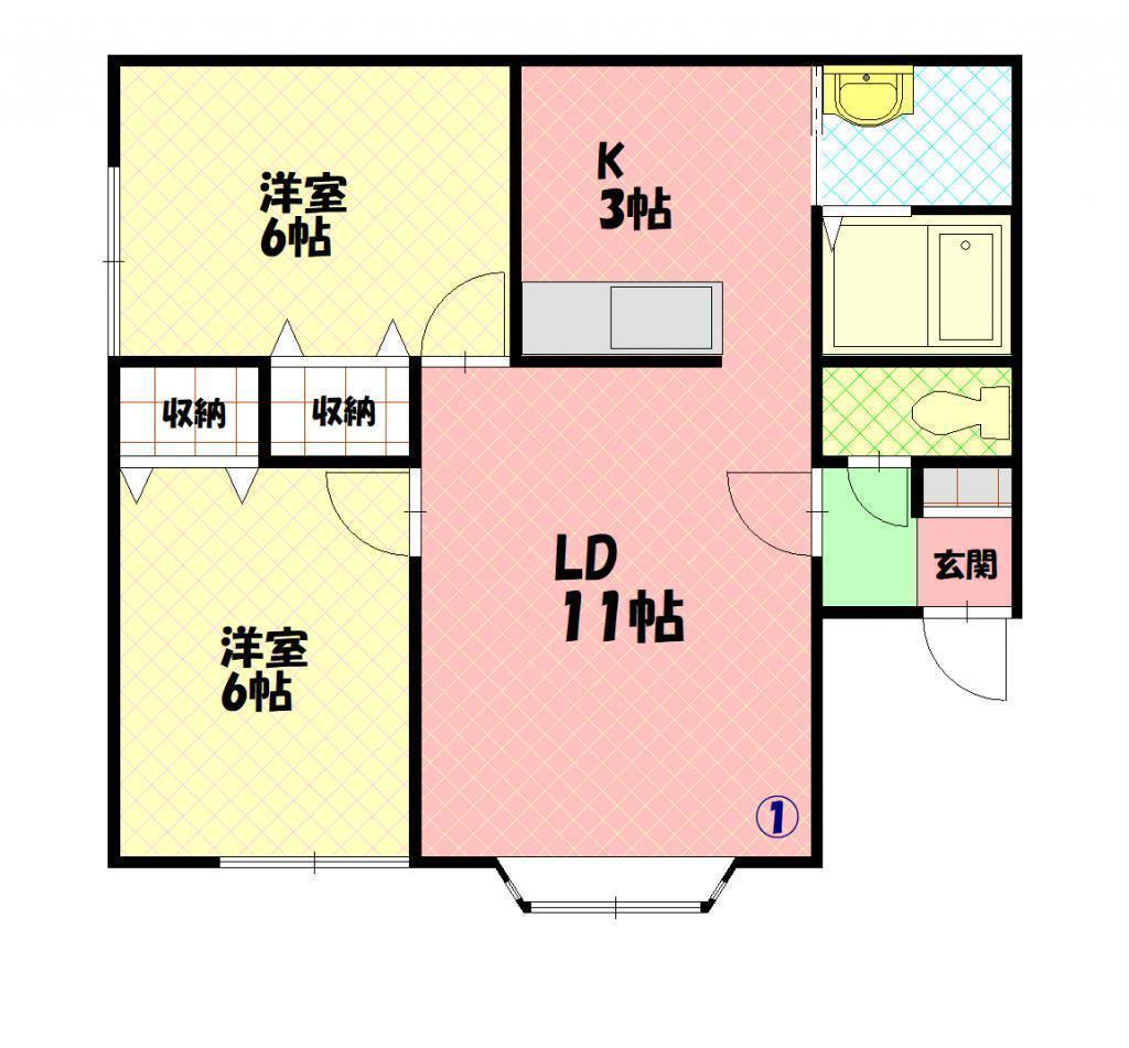 ハイツむかいＢ101間取図