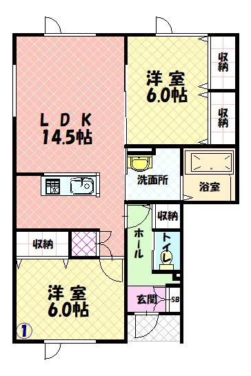 グランコーポ開本Ｃ101間取図