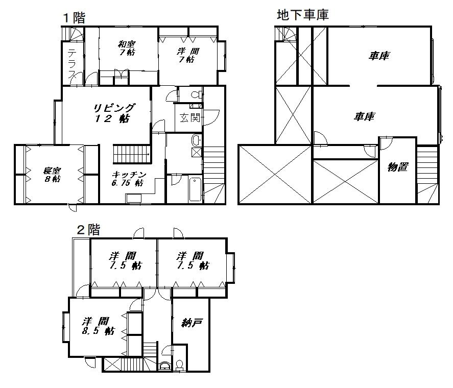 春光台４ー３借家-間取図