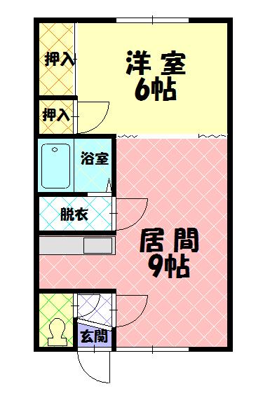 豊岡４・２コーポ2B間取図
